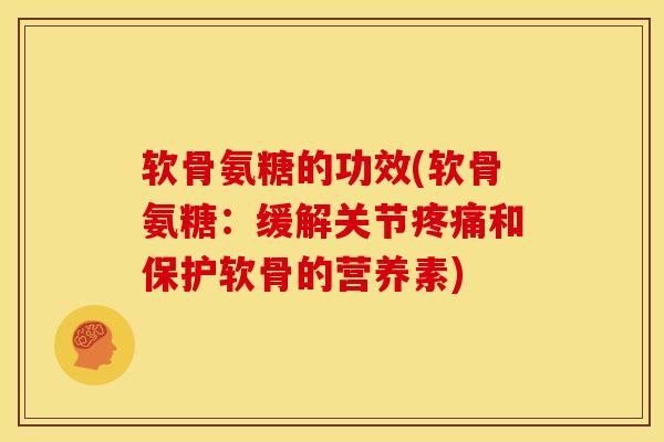 软骨氨糖的功效(软骨氨糖：缓解关节疼痛和保护软骨的营养素)