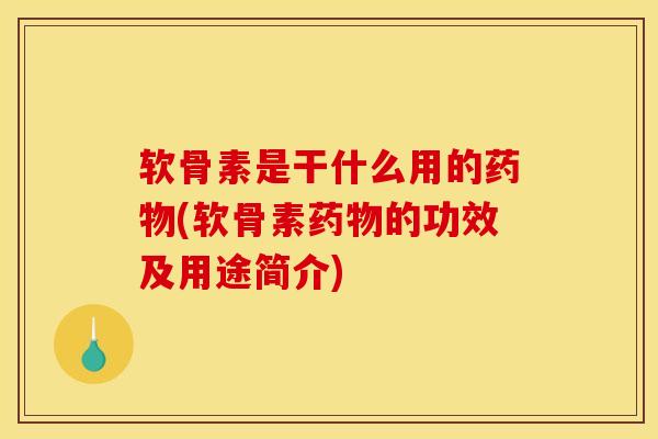 软骨素是干什么用的药物(软骨素药物的功效及用途简介)