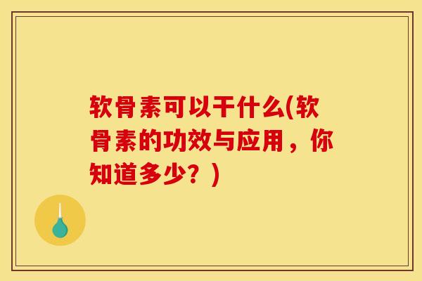 软骨素可以干什么(软骨素的功效与应用，你知道多少？)