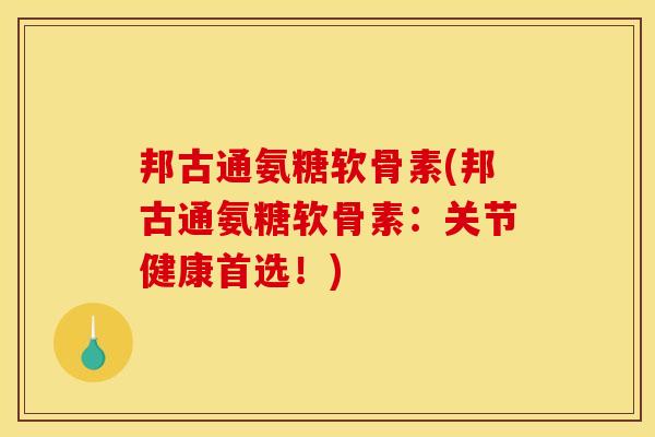 邦古通氨糖软骨素(邦古通氨糖软骨素：关节健康首选！)