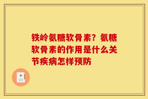 铁岭氨糖软骨素？氨糖软骨素的作用是什么关节疾病怎样预防