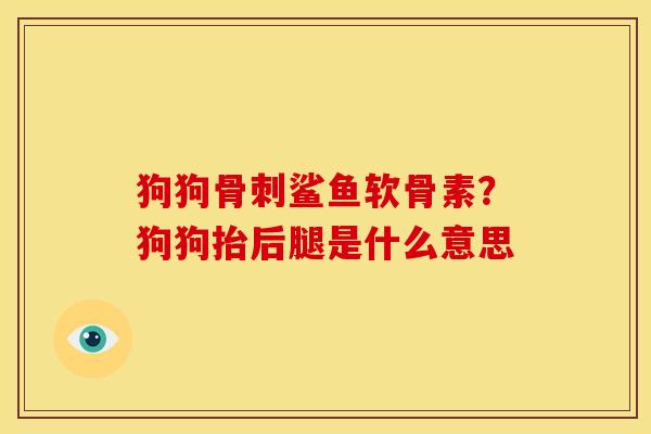 狗狗骨刺鲨鱼软骨素？狗狗抬后腿是什么意思