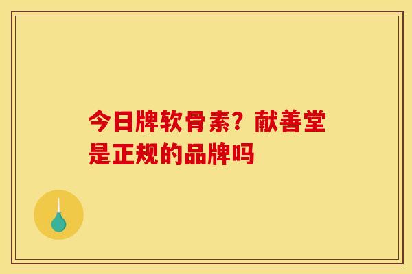 今日牌软骨素？献善堂是正规的品牌吗-第1张图片-关节骑士