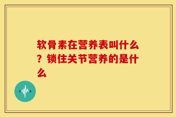软骨素在营养表叫什么？锁住关节营养的是什么