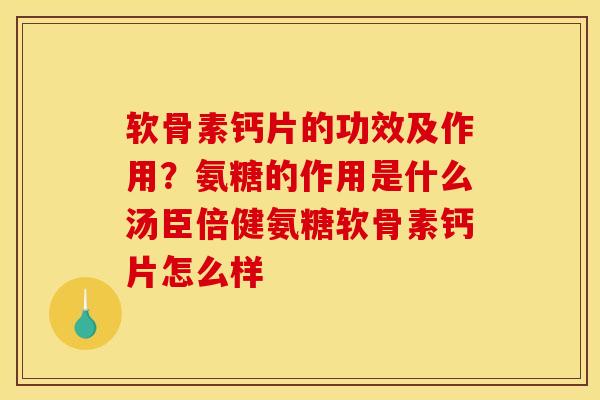 软骨素钙片的功效及作用？氨糖的作用是什么汤臣倍健氨糖软骨素钙片怎么样