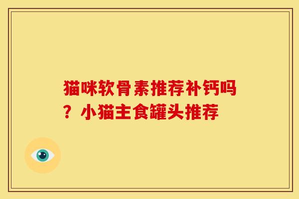 猫咪软骨素推荐补钙吗？小猫主食罐头推荐