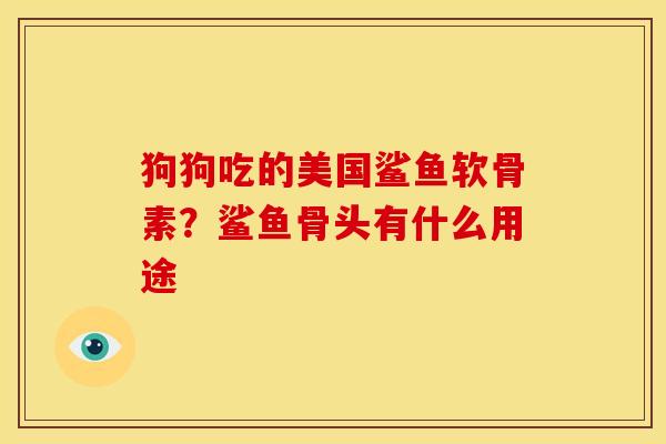 狗狗吃的美国鲨鱼软骨素？鲨鱼骨头有什么用途