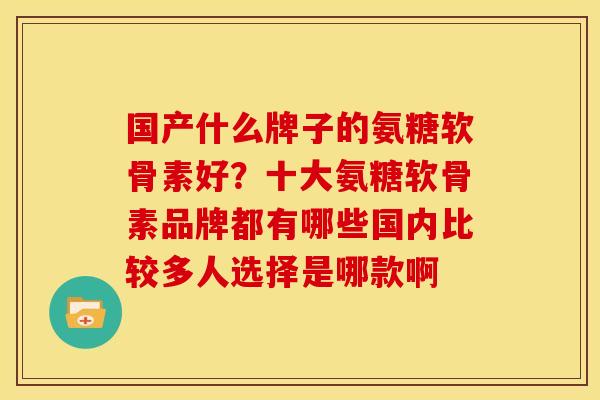 国产什么牌子的氨糖软骨素好？十大氨糖软骨素品牌都有哪些国内比较多人选择是哪款啊