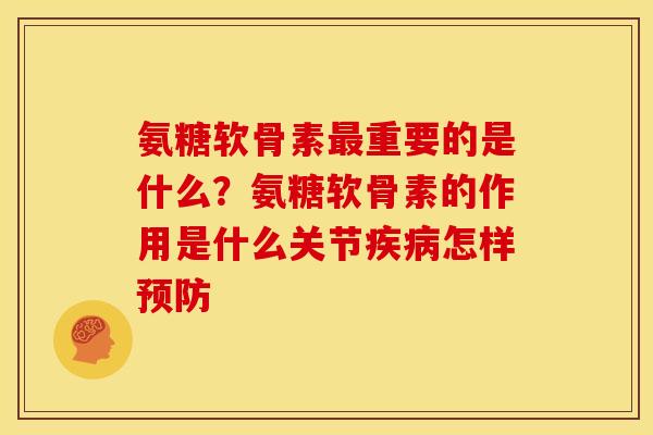 氨糖软骨素最重要的是什么？氨糖软骨素的作用是什么关节疾病怎样预防