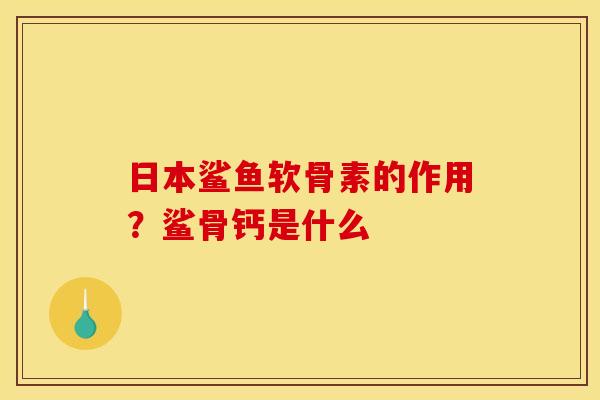 日本鲨鱼软骨素的作用？鲨骨钙是什么