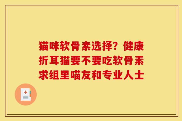 猫咪软骨素选择？健康折耳猫要不要吃软骨素求组里喵友和专业人士