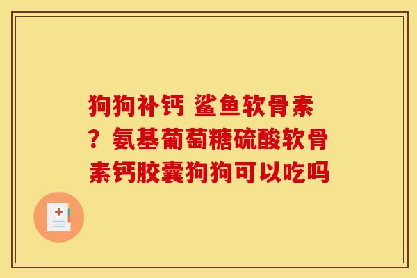 狗狗补钙 鲨鱼软骨素？氨基葡萄糖硫酸软骨素钙胶囊狗狗可以吃吗