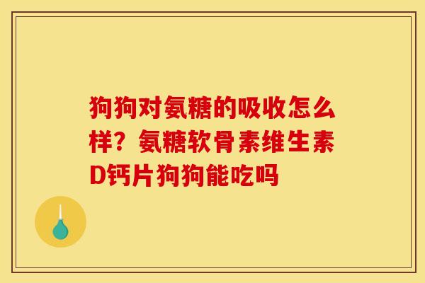 狗狗对氨糖的吸收怎么样？氨糖软骨素维生素D钙片狗狗能吃吗