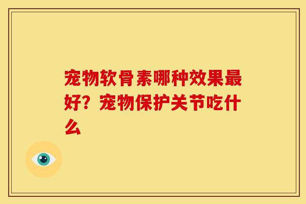 宠物软骨素哪种效果最好？宠物保护关节吃什么