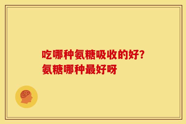 吃哪种氨糖吸收的好？氨糖哪种最好呀