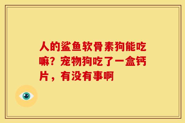 人的鲨鱼软骨素狗能吃嘛？宠物狗吃了一盒钙片，有没有事啊