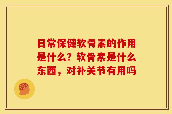 日常保健软骨素的作用是什么？软骨素是什么东西，对补关节有用吗