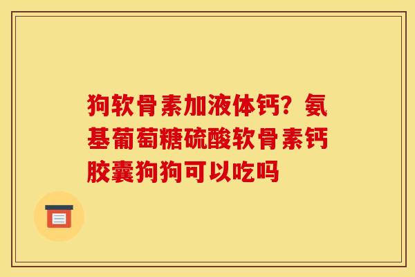 狗软骨素加液体钙？氨基葡萄糖硫酸软骨素钙胶囊狗狗可以吃吗