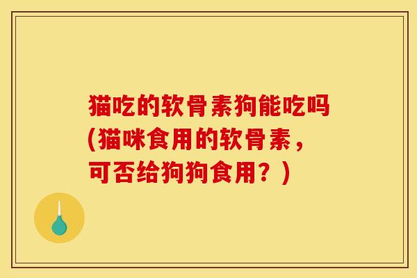 猫吃的软骨素狗能吃吗(猫咪食用的软骨素，可否给狗狗食用？)
