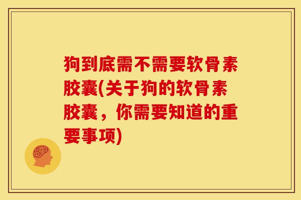 狗到底需不需要软骨素胶囊(关于狗的软骨素胶囊，你需要知道的重要事项)