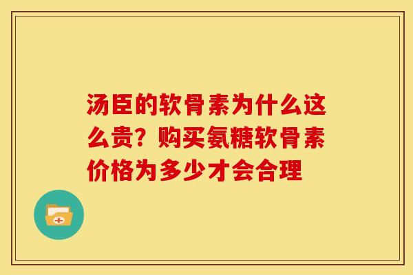 汤臣的软骨素为什么这么贵？购买氨糖软骨素价格为多少才会合理