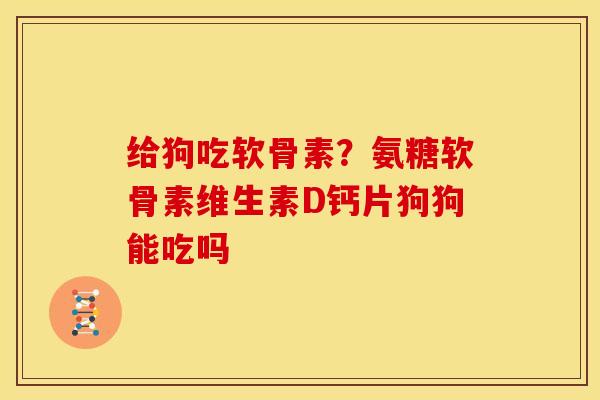 给狗吃软骨素？氨糖软骨素维生素D钙片狗狗能吃吗