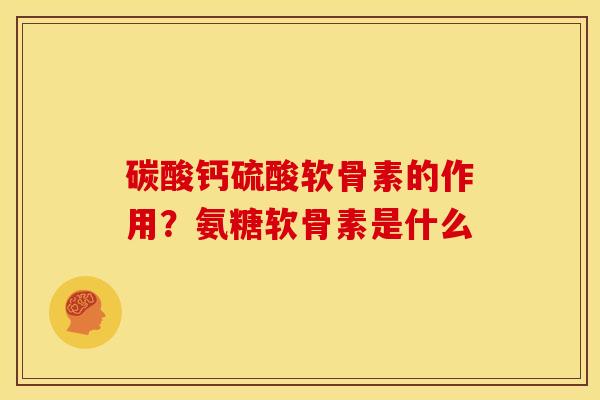 碳酸钙硫酸软骨素的作用？氨糖软骨素是什么