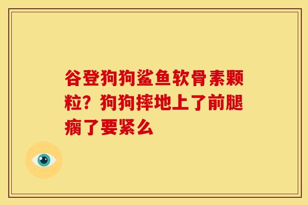 谷登狗狗鲨鱼软骨素颗粒？狗狗摔地上了前腿瘸了要紧么