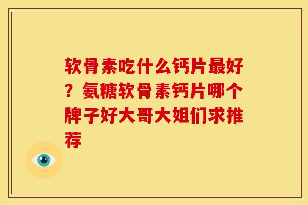 软骨素吃什么钙片最好？氨糖软骨素钙片哪个牌子好大哥大姐们求推荐