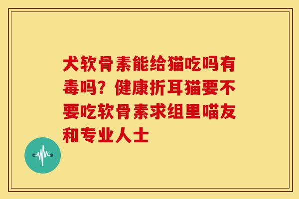 犬软骨素能给猫吃吗有毒吗？健康折耳猫要不要吃软骨素求组里喵友和专业人士
