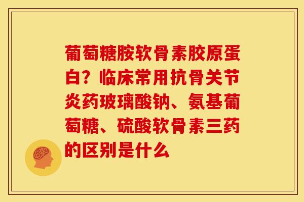 葡萄糖胺软骨素胶原蛋白？临床常用抗骨关节炎药玻璃酸钠、氨基葡萄糖、硫酸软骨素三药的区别是什么