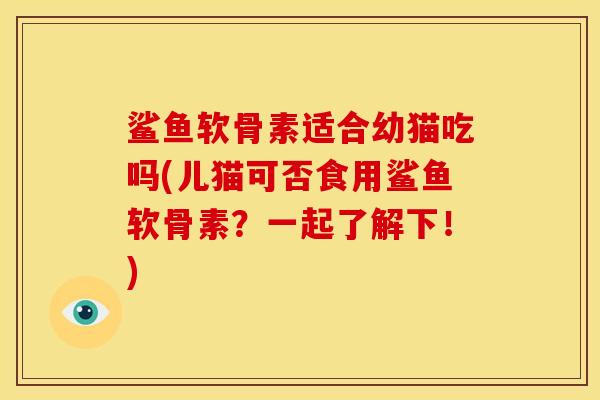 鲨鱼软骨素适合幼猫吃吗(儿猫可否食用鲨鱼软骨素？一起了解下！)