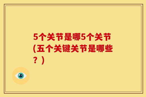 5个关节是哪5个关节(五个关键关节是哪些？)