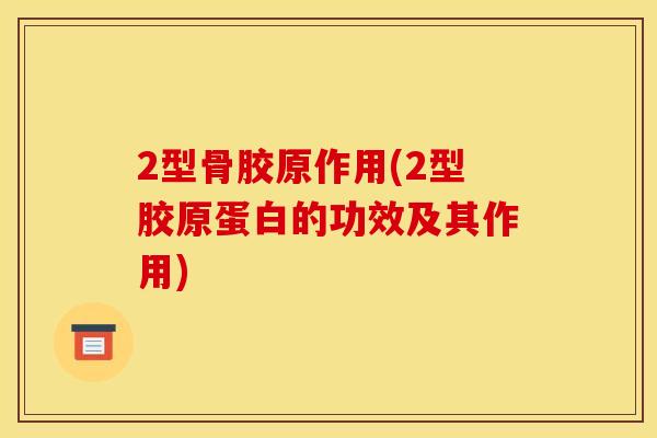 2型骨胶原作用(2型胶原蛋白的功效及其作用)