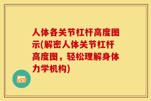 人体各关节杠杆高度图示(解密人体关节杠杆高度图，轻松理解身体力学机构)-第1张图片-关节骑士