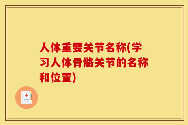 人体重要关节名称(学习人体骨骼关节的名称和位置)