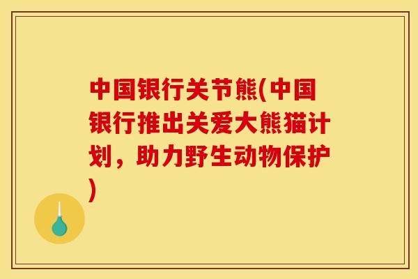 中国银行关节熊(中国银行推出关爱大熊猫计划，助力野生动物保护)