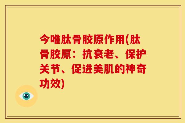今唯肽骨胶原作用(肽骨胶原：抗衰老、保护关节、促进美肌的神奇功效)