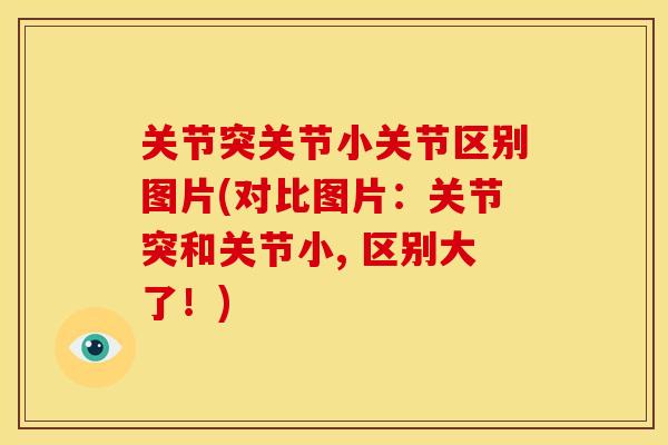 关节突关节小关节区别图片(对比图片：关节突和关节小, 区别大了！)