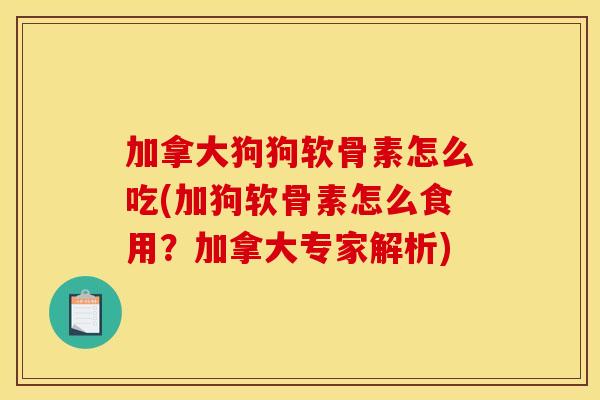 加拿大狗狗软骨素怎么吃(加狗软骨素怎么食用？加拿大专家解析)