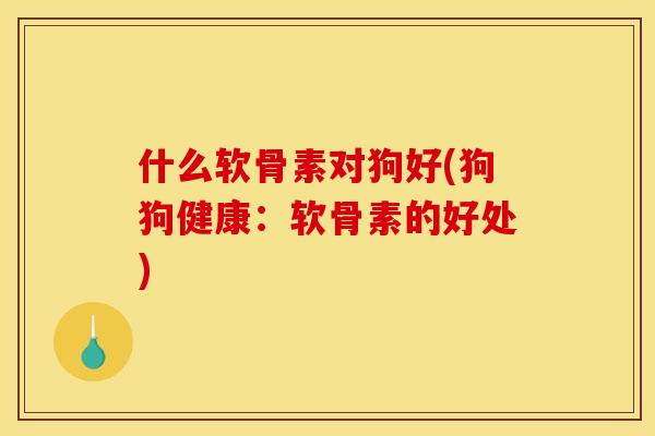 什么软骨素对狗好(狗狗健康：软骨素的好处)