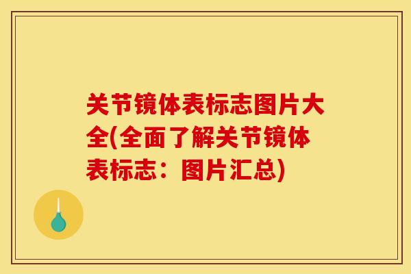 关节镜体表标志图片大全(全面了解关节镜体表标志：图片汇总)