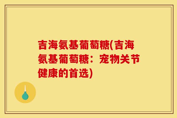 吉海氨基葡萄糖(吉海氨基葡萄糖：宠物关节健康的首选)