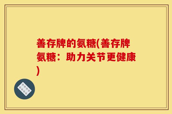 善存牌的氨糖(善存牌氨糖：助力关节更健康)