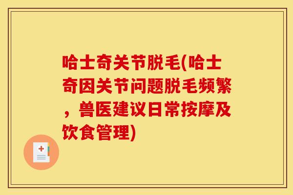 哈士奇关节脱毛(哈士奇因关节问题脱毛频繁，兽医建议日常按摩及饮食管理)