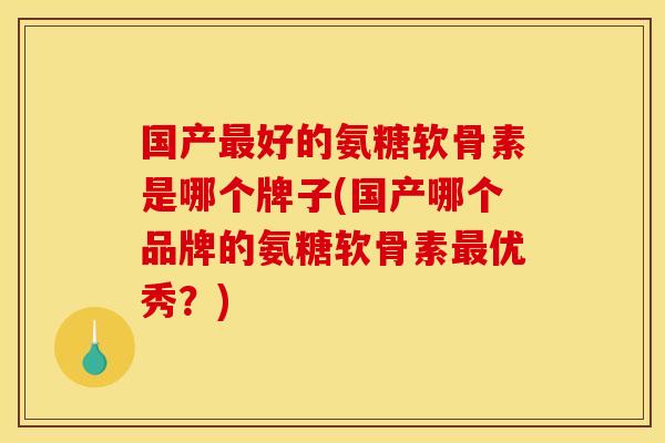 国产最好的氨糖软骨素是哪个牌子(国产哪个品牌的氨糖软骨素最优秀？)