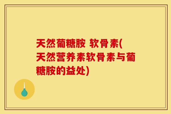 天然葡糖胺 软骨素(天然营养素软骨素与葡糖胺的益处)
