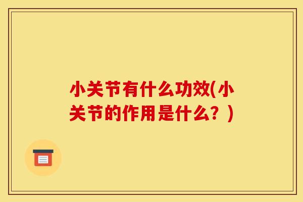 小关节有什么功效(小关节的作用是什么？)