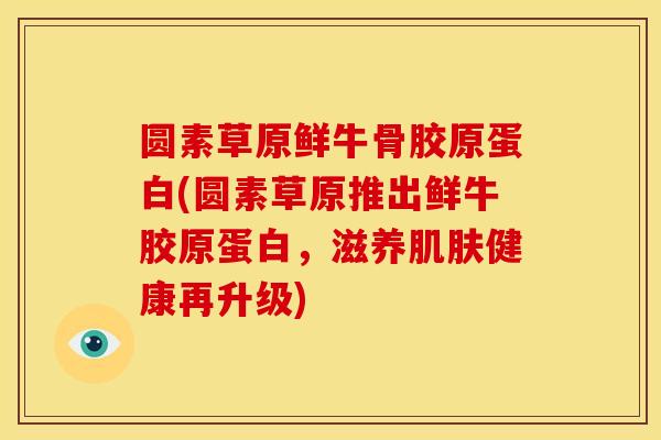 圆素草原鲜牛骨胶原蛋白(圆素草原推出鲜牛胶原蛋白，滋养肌肤健康再升级)