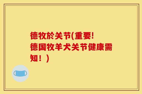 德牧於关节(重要! 德国牧羊犬关节健康需知！)